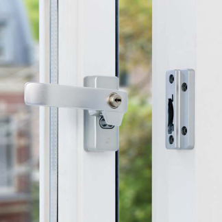 AXA 2x Raamsluiting met slot en blinde bevestiging + Telescopische uitzetter | AXA (Links naar buiten draaiend, SKG*, Aluminium)  K010808934 - 8