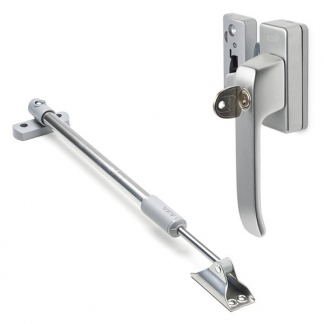 AXA 2x Raamsluiting met slot en blinde bevestiging + Telescopische uitzetter | AXA (Rechts naar buiten draaiend, SKG*, Aluminium)  K010808935 - 1