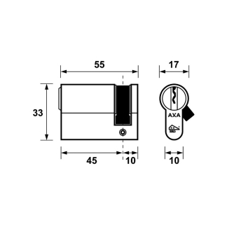 AXA Cilinder | AXA | 45/10 mm (Enkel, SKG**, 3 sleutels) 72130308 K010808361 - 3