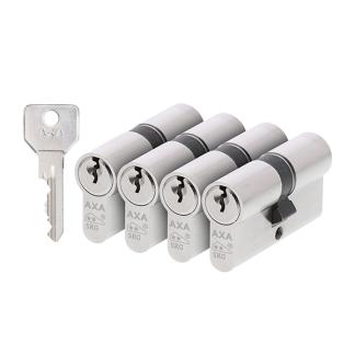 AXA Cilinder | AXA | 4 stuks (Dubbel, Gelijksluitend, SKG**, 30/30 mm, Vernikkeld, 12 sleutels) 72110008G4 K010808337 - 3