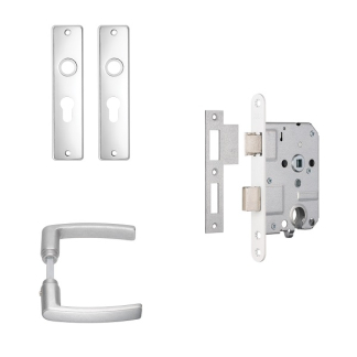 AXA Deurbeslag set | AXA | Edge | 55 mm (Deurklinken met schild, Cilinderslot, Aluminum) 7145905455BL K180107273 - 1