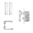 AXA Deurbeslag set | AXA | Edge | 55 mm (Deurklinken met schild, Klavierslot met sleutels, Aluminium) 7135905455BL 7135905455CP K180107271 - 1