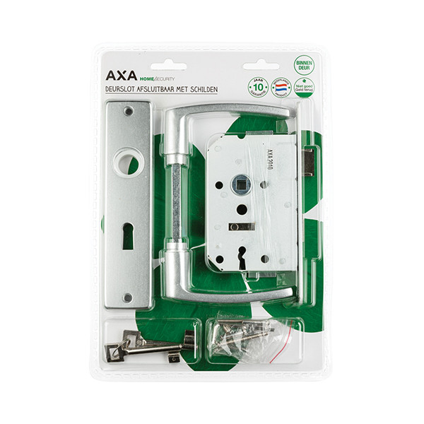 AXA Deurbeslag set | AXA | Edge | 55 mm (Deurklinken met schild, Klavierslot met sleutels, Aluminium) 7135905455BL 7135905455CP K180107271 - 2