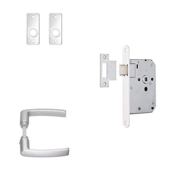 AXA Deurbeslag set | AXA | Edge (Deurklinken met kortschild, Loopslot, Aluminium) 71559154BL K180107277 - 1