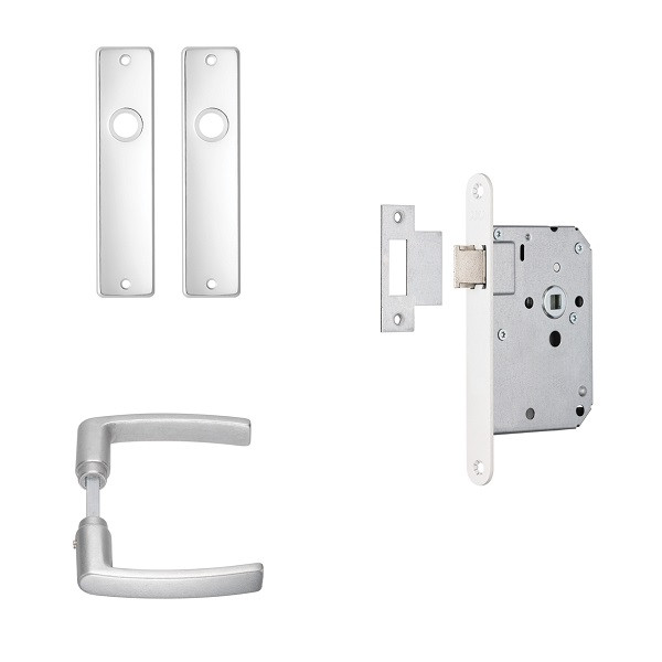 AXA Deurbeslag set | AXA | Edge (Deurklinken met schild, Loopslot, Aluminium) 71559054BL K180107275 - 1