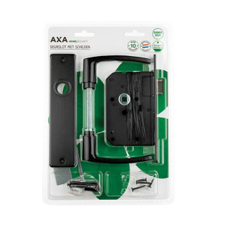 AXA Deurbeslag set | AXA | Edge (Deurklinken met schild, Loopslot, Aluminium, Zwart) 71559056BL K180107276 - 2