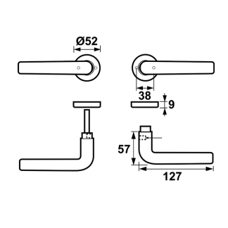 AXA Deurklink | AXA | Curve (Aluminium, Zwart) 62271018E K010811580 - 2