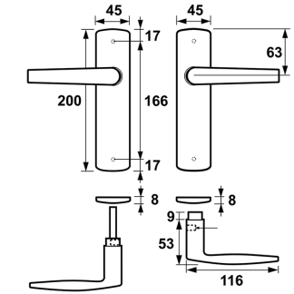 AXA Deurklink met blindschild | AXA | Curve (Aluminium, Zwart) 62185018E K010811545 - 