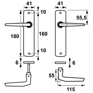 AXA Deurklink met blindschild | AXA | Curve Duim (Aluminium, Zwart) 63585038E K010811515 - 2