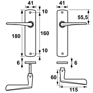 AXA Deurklink met blindschild | AXA | Curve Vlinder (Aluminium, Zwart) 63575038E K010811525 - 