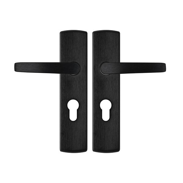 AXA Deurklink met cilinderschild | AXA | Curve | 55 mm (Aluminium, Zwart) 6218201855E K010811546 - 1
