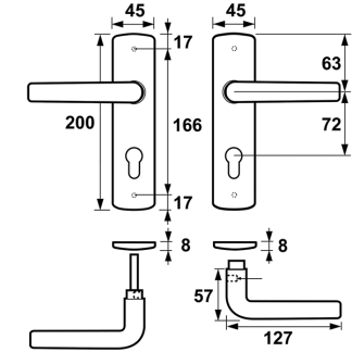 AXA Deurklink met cilinderschild | AXA | Curve | 72 mm (Aluminium) 6217201172E K010811552 - 