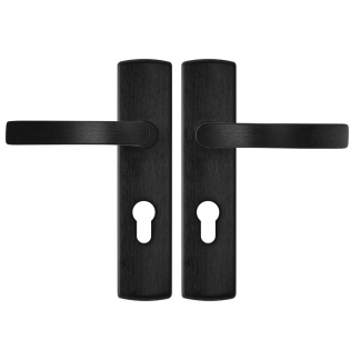 AXA Deurklink met cilinderschild | AXA | Curve Blok | 55 mm (Aluminium, Zwart) 6219201855E K010811536 - 1