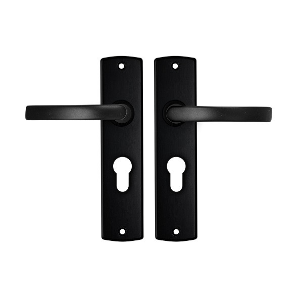 AXA Deurklink met cilinderschild | AXA | Curve Blok | 55 mm (Aluminium, Zwart) 6359203855E K010811506 - 1