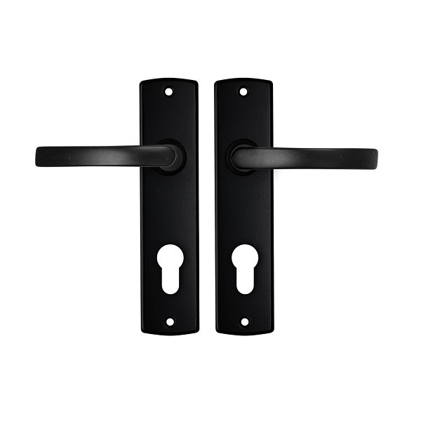 AXA Deurklink met cilinderschild | AXA | Curve Blok | 72 mm (Aluminium, Zwart) 6359203872E K010811507 - 1