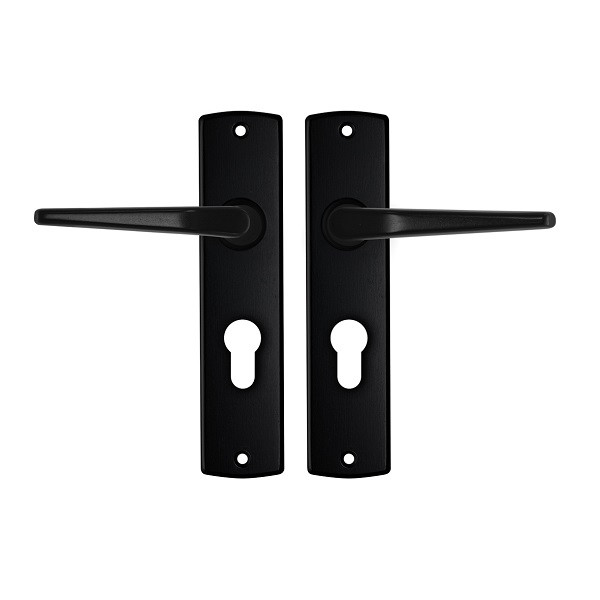 AXA Deurklink met cilinderschild | AXA | Curve Duim | 55 mm (Aluminium, Zwart) 6358203855E K010811516 - 1