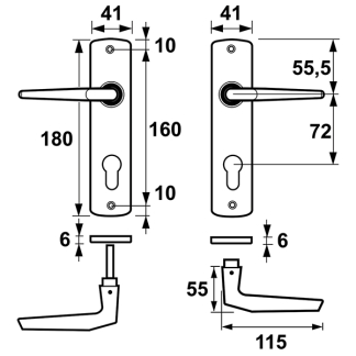 AXA Deurklink met cilinderschild | AXA | Curve Duim | 72 mm (Aluminium) 6358209172E K010811512 - 