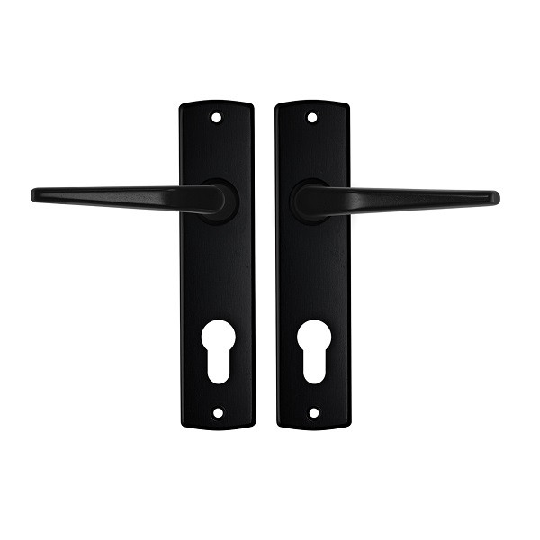 AXA Deurklink met cilinderschild | AXA | Curve Duim | 72 mm (Aluminium, Zwart) 6358203872E K010811517 - 1