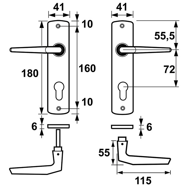 AXA Deurklink met cilinderschild | AXA | Curve Duim | 72 mm (Aluminium, Zwart) 6358203872E K010811517 - 2