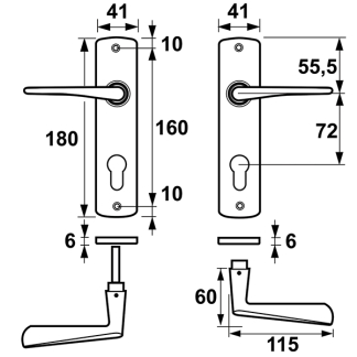 AXA Deurklink met cilinderschild | AXA | Curve Vlinder | 72 mm (Aluminium) 6357209172E K010811522 - 