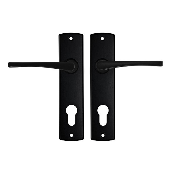 AXA Deurklink met cilinderschild | AXA | Curve Vlinder | 72 mm (Aluminium, Zwart) 6357203872E K010811527 - 1