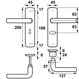 AXA Deurklink met wc-sluitingsschild | AXA | Curve | 63 mm (Aluminium) 6217481163E K010811554 - 2