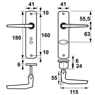 AXA Deurklink met wc-sluitingsschild | AXA | Curve Duim | 63 mm (Aluminium) 6358489163E K010811514 - 