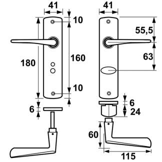 AXA Deurklink met wc-sluitingsschild | AXA | Curve Vlinder | 63 mm (Aluminium) 6357489163E K010811524 - 