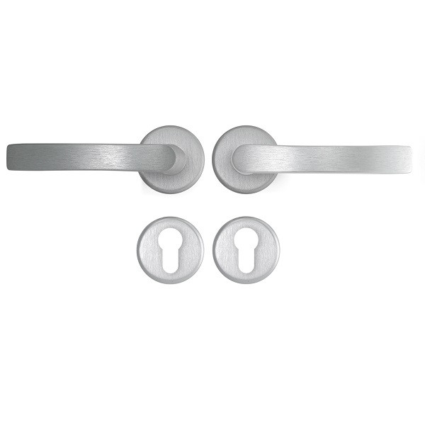 AXA Deurklink op rozet | AXA Blok (Rond, Cilindergat, Aluminium, 2 stuks) 62293011E K010811561 - 1