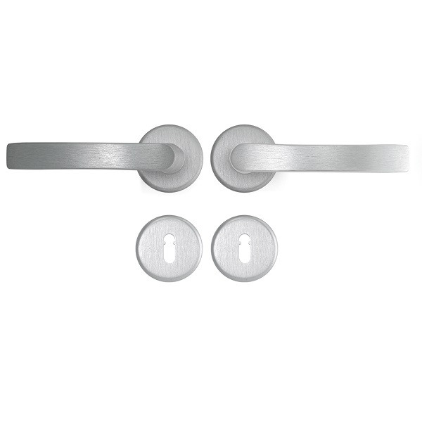 AXA Deurklink op rozet | AXA Blok (Rond, Sleutelgat, Aluminium, 2 stuks) 62292011E K010811562 - 1