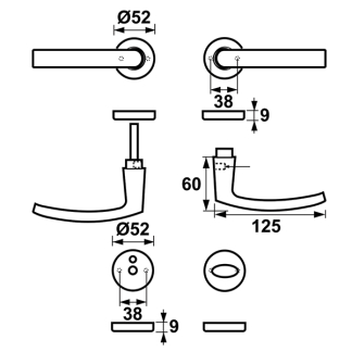 AXA Deurklink op rozet | AXA Blok (Rond, Toiletsluiting, Aluminium, 2 stuks) 62294011E K010811563 - 