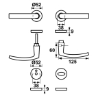 AXA Deurklink op rozet | AXA Blok (Rond, Toiletsluiting, Aluminium, 2 stuks) 62294011E K010811563 - 2