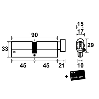 AXA Knopcilinder | AXA | K45/45 mm (SKG***) 72653308 K010808967 - 3