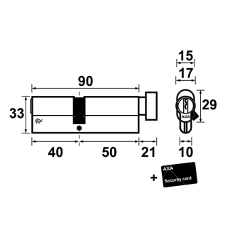 AXA Knopcilinder | AXA | K50/40 mm (SKG***) 72652408 K010808972 - 