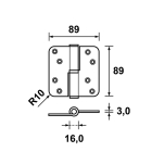 AXA Paumelle | AXA | 89 x 89 mm (Kogelstift, DIN links, Tot 105 kg, Afgerond, Geborsteld RVS) 12033581E K010808467 - 3