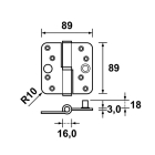 AXA Paumelle | AXA | 89 x 89 mm (Kogelstift, DIN recht, SKG***, Tot 105 kg, Afgerond, Geborsteld RVS) 12032581V4E K010808499 - 3