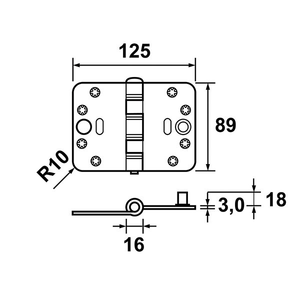 AXA Scharnier | AXA | 125 x 89 mm (Smart EasyFix, SKG***, Buiten draaiend, Afgerond, Staal) 16871223VE K010808506 - 3