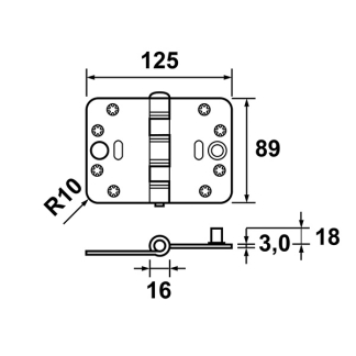 AXA Scharnier | AXA | 125 x 89 mm (Smart EasyFix, SKG***, Buiten draaiend, Afgerond, Staal) 16871223VE K010808506 - 3