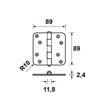 AXA Scharnier | AXA | 89 x 89 mm (Ongelagerd, DIN links/rechts, Afgerond, Staal) 11052523E K010808479 - 3