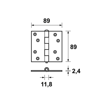 AXA Scharnier | AXA | 89 x 89 mm (Ongelagerd, DIN links/rechts, Staal) 11032523E K010808477 - 