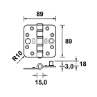 AXA Scharnier | AXA | 89 x 89 mm (Smart EasyFix, SKG***, Buiten draaiend, Afgerond, RVS) 16870981VE K010808510 - 3