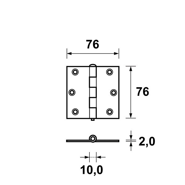 AXA Scharnier | AXA | Ongelagerd | 76 x 76 mm (Binnen en buiten draaiend, Staal) 11032423E K010808476 - 3