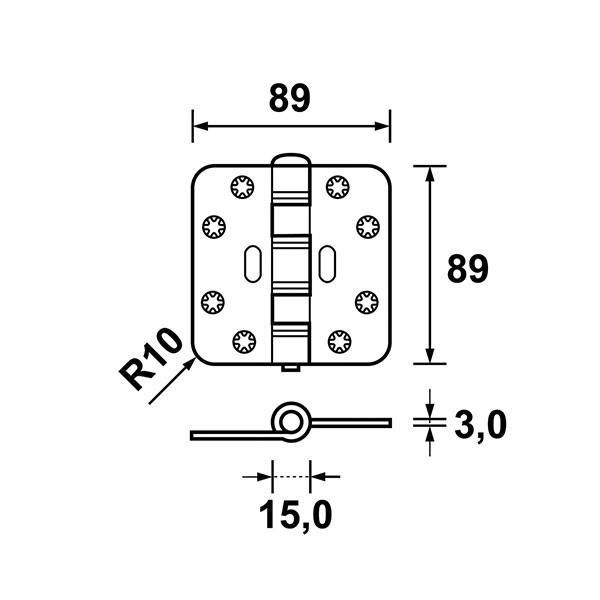 AXA Scharnier | AXA | Smart EasyFix | 89 x 89 mm (Afgrond, RVS) 16770981E K010808480 - 3
