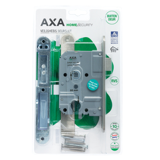 AXA Veiligheidsbeslag + Veiligheidsslot | AXA | 55 mm (Duwer, Kerntrekbeveiliging, Afgerond)  K010808551 - 