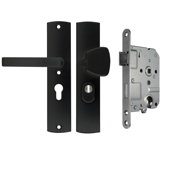 AXA Veiligheidsbeslag + Veiligheidsslot | AXA | 55 mm (Knop, Kerntrekbeveiliging, Afgerond, Zwart)  K010808559 - 1