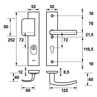 AXA Veiligheidsbeslag met duwer | AXA | Edge Plus | 72 mm  (Kerntrekbeveiliging, Aluminium, Zwart) 6667351872K K010809407 - 6