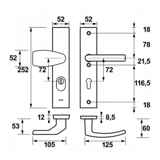 AXA Veiligheidsbeslag met knop | AXA | Edge Plus | 72 mm (Kerntrekbeveiliging, Aluminium, Zwart) 6667491872K K010809416 - 6