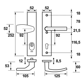 AXA Veiligheidsbeslag met knop | AXA | Edge Plus | 92 mm (Kerntrekbeveiliging, Aluminium, Zwart) 6667491892K K010809417 - 6