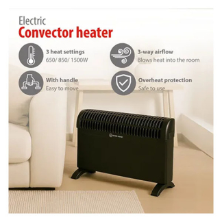 Alpina Convectorkachel | Alpina (1500W, Instelbare thermostaat, Ruimtes tot 20m², Zwart) 871125235201 K170101280 - 2