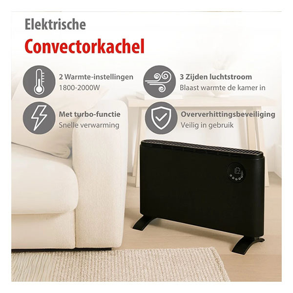 Alpina Convectorkachel | Alpina (2000W, 3 standen, Ruimtes tot 20m², Zwart) 871125235598 K170101281 - 2